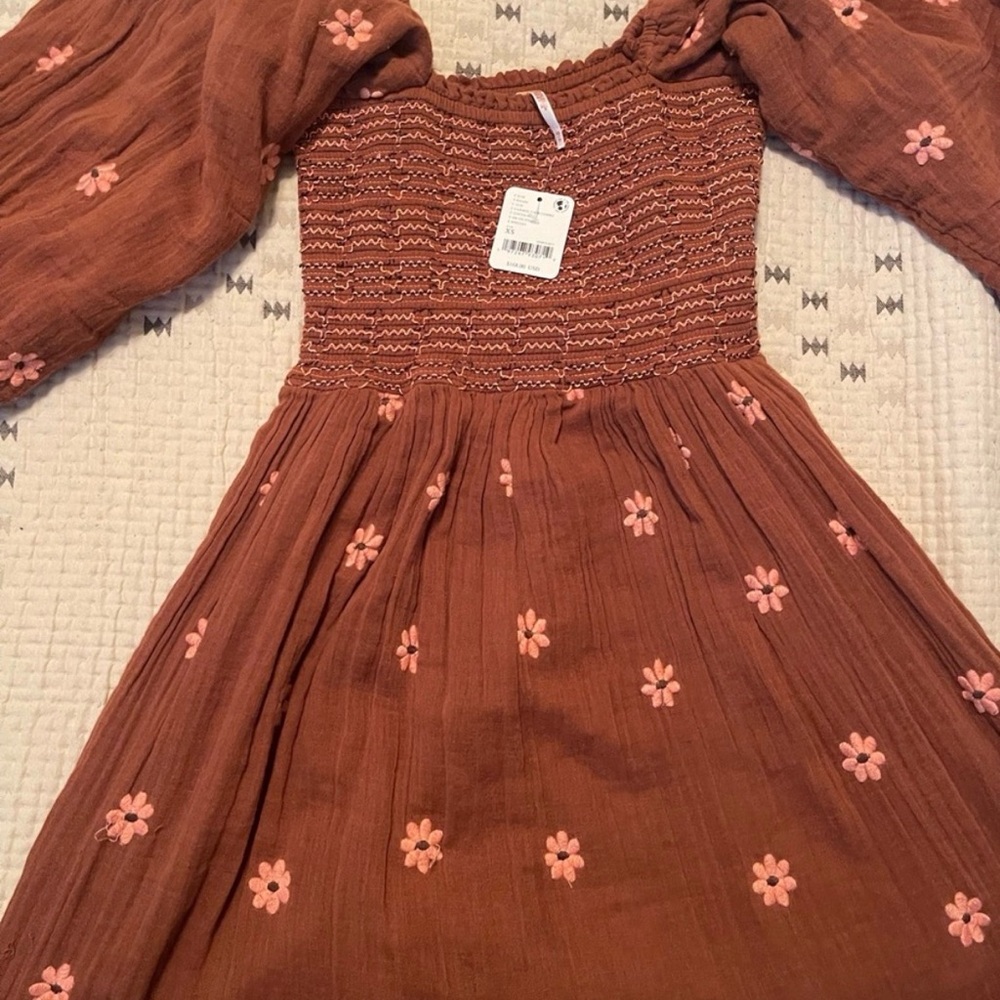 Free People DHALIA dress CARMEL CAFE COMBO